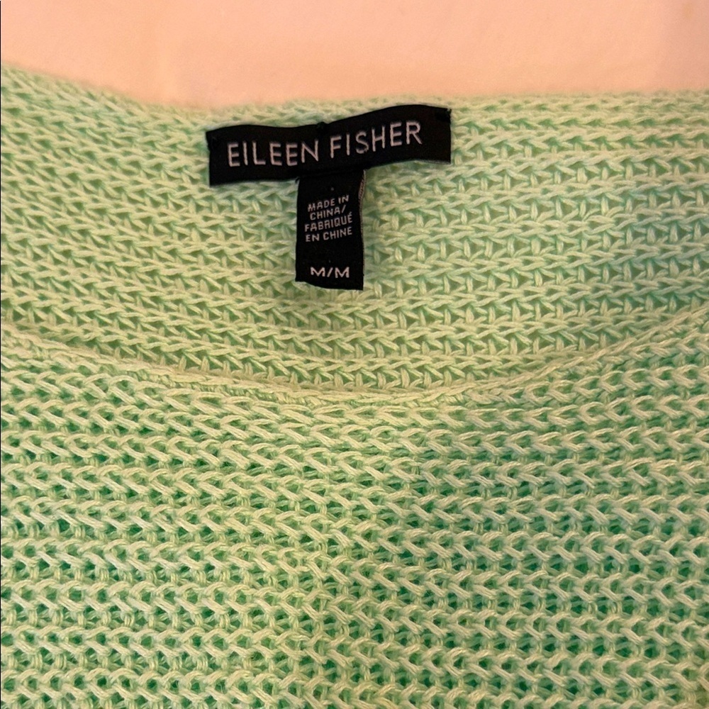 Eileen Fisher Organic Linen Tunic Sweater Medium Light Green - Picture 5 of 6